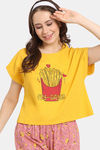 Rosaline Bon Appetit Knit Cotton Top - Yolk Yellow — thumbnail 1